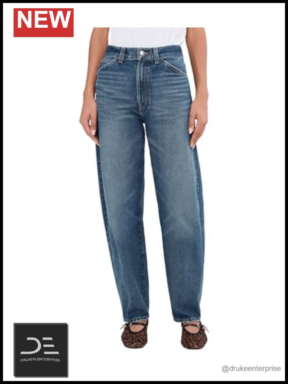 High Rise Balloon Jeans Relaxed Fit 100% Cotton Wide Leg Pull-On